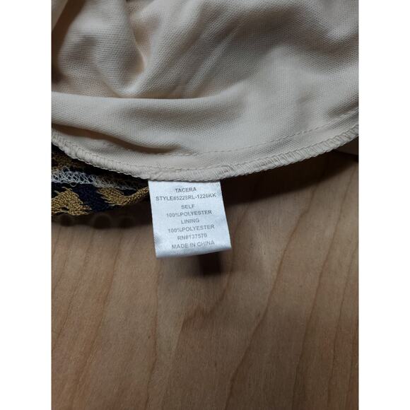 Tacera Womens Size Small Brown Ivory Orange Black Zig Zag Mini Dress Bell Sleeve - Picture 10 of 11
